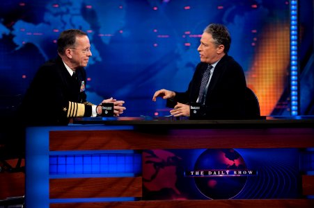 Defense.gov News Photo 110203-N-0696M-105 - Chairman of the Joint Chiefs of Staff Adm. Mike Mullen, U.S. Navy, appears on The Daily Show with Jon Stewart in New York City on Feb. 3, 2011