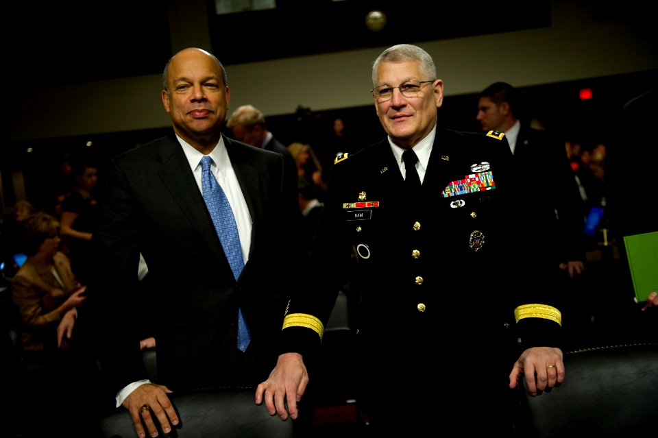Defense.gov News Photo 101202-N-0696M-022 - Department of Defense General Counsel Jeh C. Johnson left and Commander U.S. Army Europe Gen. Carter Ham appear before the Senate Armed Services