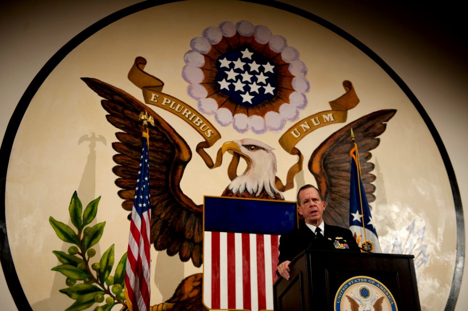 Defense.gov News Photo 101209-N-0696M-226 - Chairman of the Joint Chiefs of Staff Adm. Mike Mullen addresses the media during a press availability at the U.S. Embassy in Tokyo Japan on Dec