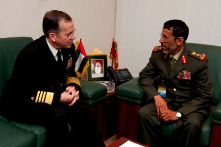 Defense.gov News Photo 110222-N-TT977-316 - Chairman of the Joint Chiefs of Staff Adm. Mike Mullen U.S. Navy meets with Chief of Staff of the UAE Armed Forces Lt. General Hamad Mohammed