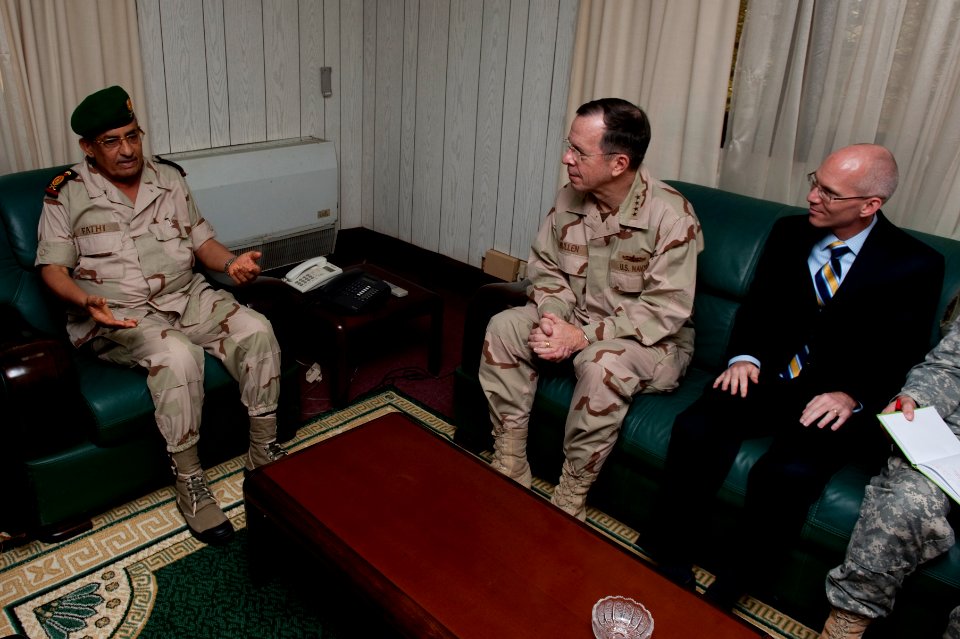 Defense.gov News Photo 110224-N-TT977-115 - Chairman of the Joint Chiefs of Staff Adm. Mike Mullen U.S. Navy and U.S. Ambassador to Djibouti James Swan meet with Chief of the Djibouti