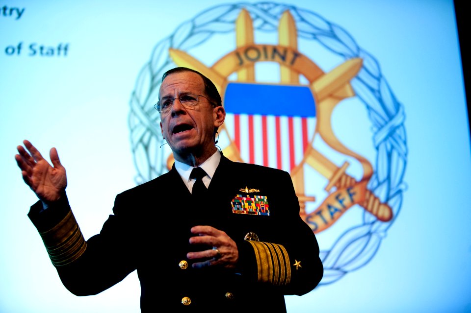 Defense.gov News Photo 110310-N-TT977-465 - Chairman of the Joint Chiefs of Staff Adm. Mike Mullen addresses audience members at Arizona State University s Walter Cronkite School of