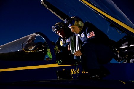 Defense.gov News Photo 110120-N-0092J-018 - Sailors assigned to the avionics work center of the U.S. Navy Flight Demonstration Squadron the Blue Angels troubleshoot a heads up display