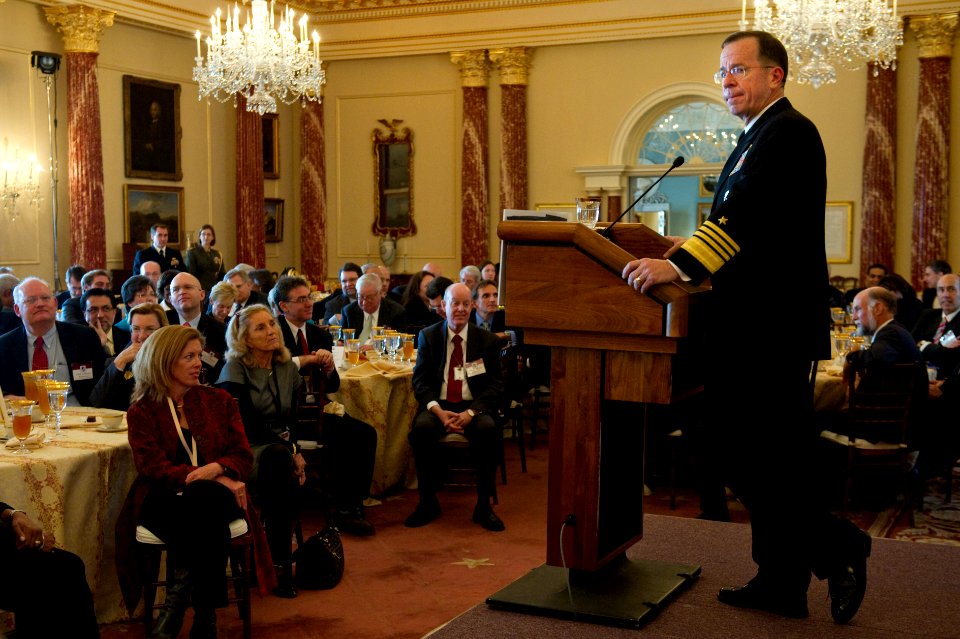 Defense.gov News Photo 110202-N-0696M-032 - Chairman of the Joint Chiefs of Staff Adm. Mike Mullen U.S. Navy delivers remarks at the Annual Chiefs of Mission Conference at the Department of