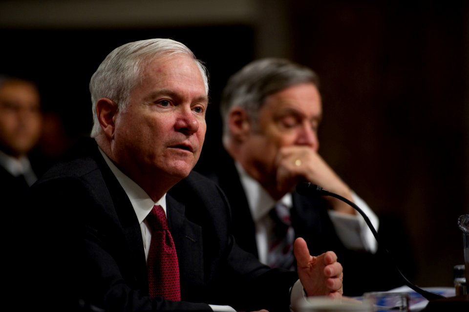 Defense.gov News Photo 110217-N-TT977-219 - Secretary of Defense Robert M. Gates and Under Secretary of Defense for Comptroller Robert F. Hale testify at a hearing of the Senate Armed