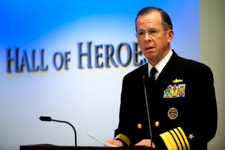 Defense.gov News Photo 110325-N-TT977-030 - Chairman of the Joint Chiefs of Staff Adm. Mike Mullen U.S. Navy addresses audience members at a ceremony honoring the 150th anniversary of the