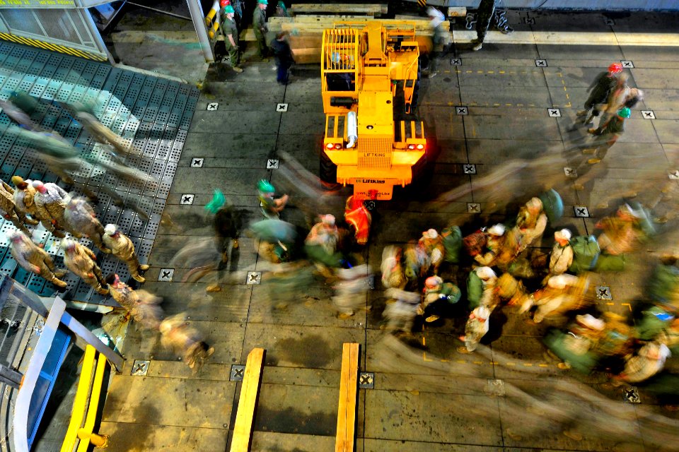 Defense.gov News Photo 110329-N-OS574-270 - U.S. Marines embark the amphibious transport dock ship USS Mesa Verde LPD 19 underway in the Atlantic Ocean as the Bataan Amphibious Ready Group