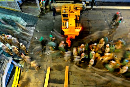 Defense.gov News Photo 110329-N-OS574-270 - U.S. Marines embark the amphibious transport dock ship USS Mesa Verde LPD 19 underway in the Atlantic Ocean as the Bataan Amphibious Ready Group