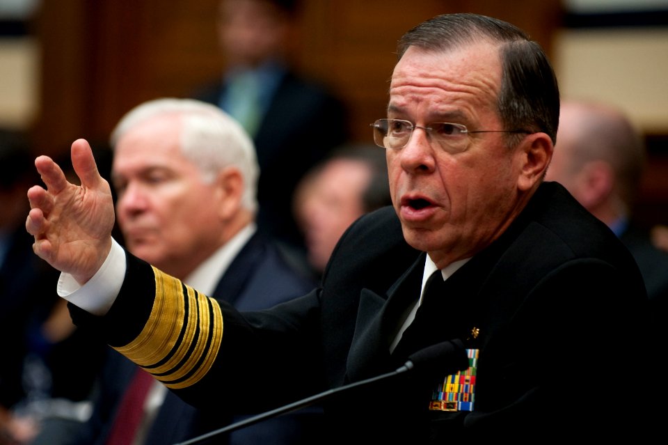 Defense.gov News Photo 110331-N-TT977-147 - Chairman of the Joint Chiefs of Staff Adm. Mike Mullen testifies at a hearing of the House Armed Services Committee on operations in Libya in the
