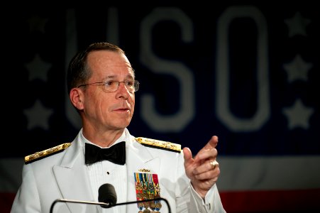 Defense.gov News Photo 110412-N-TT977-063 - Chairman of the Joint Chiefs of Staff Adm. Mike Mullen U.S. Navy delivers remarks at the 2011 USO Metro Awards Dinner at the Ritz-Carlton Hotel