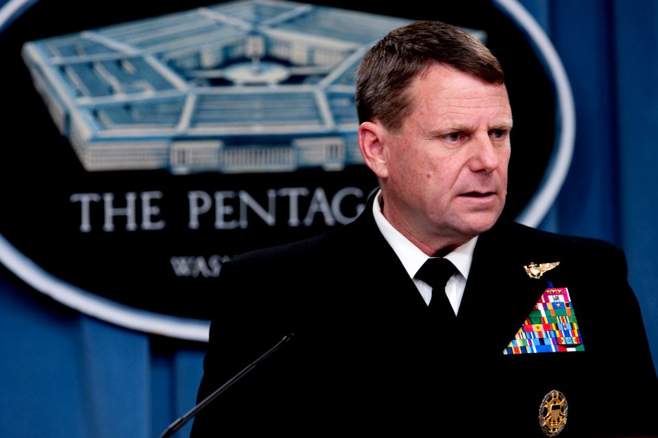 Defense.gov News Photo 110325-N-TT977-222 - Director of the Joint Staff Vice Adm. Bill Gortney U.S. Navy updates the media at a briefing on Operation Odyssey Dawn in the Pentagon on March