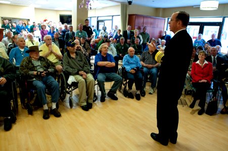 Defense.gov News Photo 110404-N-TT977-332 - Chairman of the Joint Chiefs of Staff Adm. Mike Mullen U.S. Navy answers questions during a town hall meeting at the Veterans Administration in