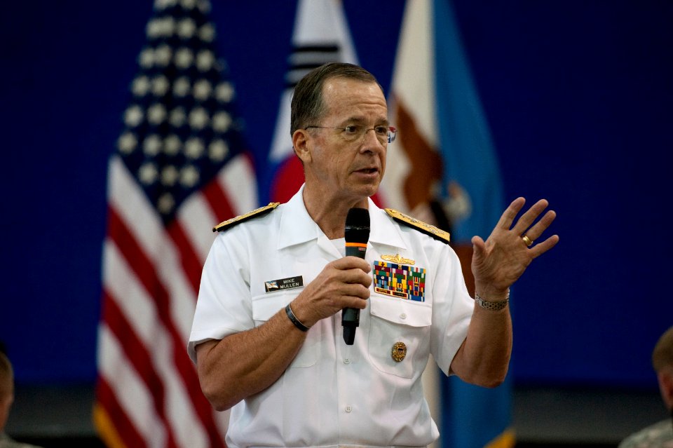 Defense.gov News Photo 110714-N-TT977-425 - Chairman of the Joint Chiefs of Staff Adm. Mike Mullen addresses service members during an all hands call at U.S. Army Garrison Yongsan Seoul