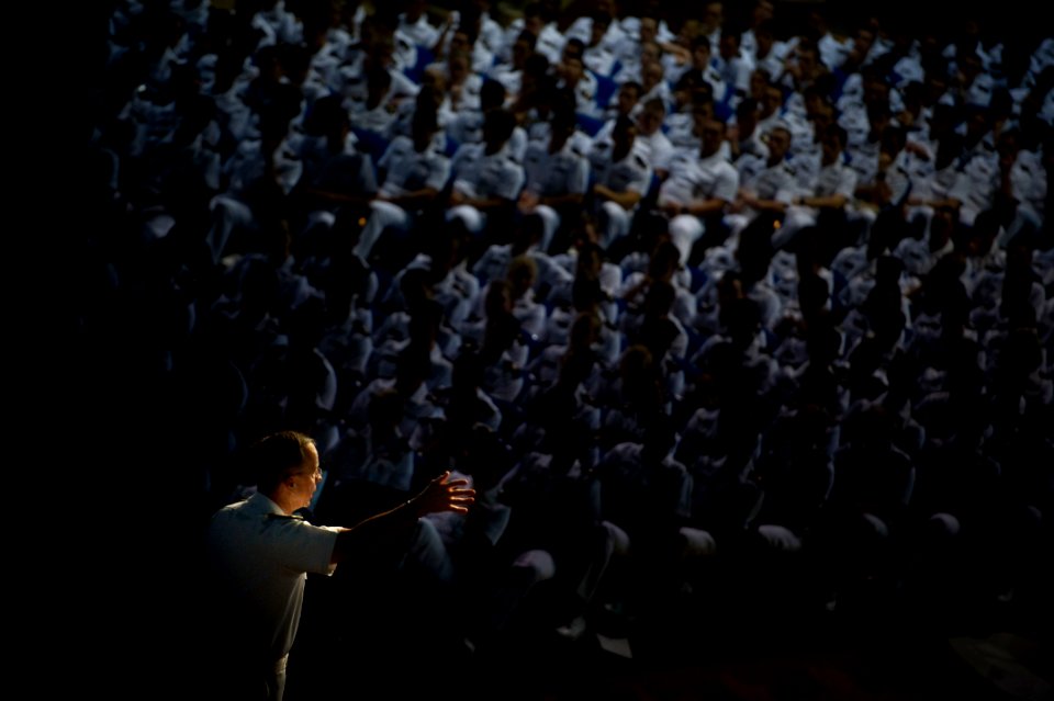 Defense.gov News Photo 110921-N-TT977-202 - Chairman of the Joint Chiefs of Staff Adm. Mike Mullen U.S. Navy addresses midshipmen and guests at the U.S. Naval Academy Forrestal Lecture Series