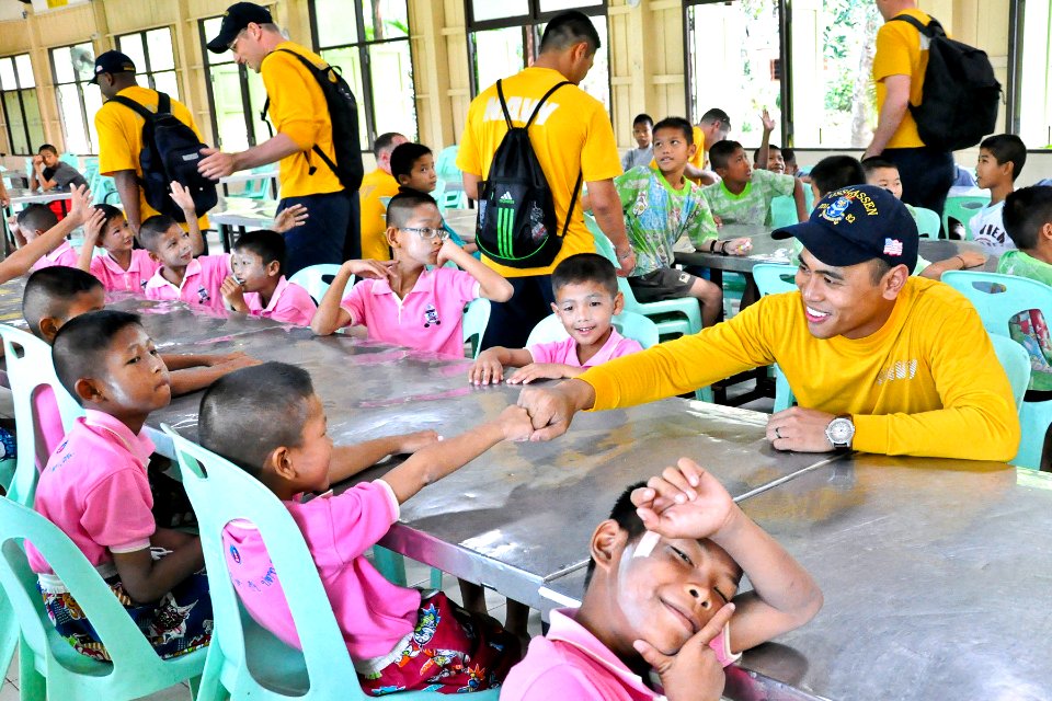 Defense.gov News Photo 111120-N-HV737-018 - U.S. Navy sailors participate in a community service project at the Banglamung Home for Boys in Pattaya Thailand on Nov. 20 2011. The sailors photo