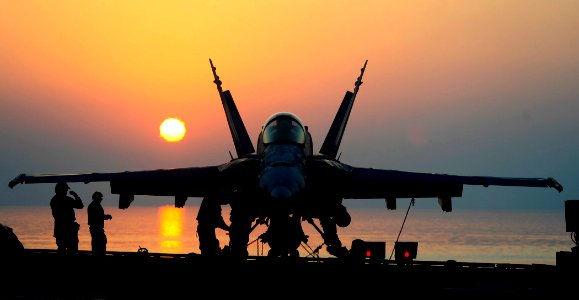 Defense.gov News Photo 110920-N-VN693-049 - Sailors prepare an F A-18C Hornet for flight operations aboard the aircraft carrier USS John C. Stennis CVN 74 as the ship operates in the 5th Fleet