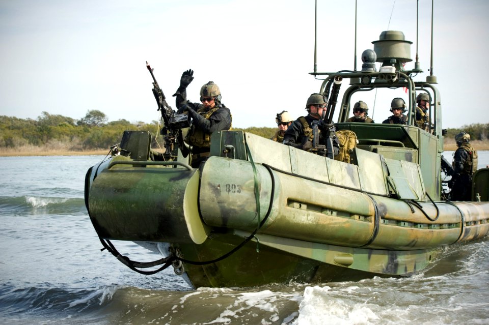 Defense.gov News Photo 120207-N-YX920-407 - U.S. Navy sailors assigned to Riverine Squadron 1 conduct a hot extraction drill during Bold Alligator 2012 at Camp Lejeune N.C. on Feb. 7 2012