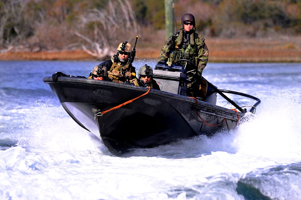 Defense.gov News Photo 120207-N-FW736-012 - A Navy riverine security team prepares to land ashore during Bold Alligator 2012 at Camp Lejeune, N.C., on Feb. 7, 2012