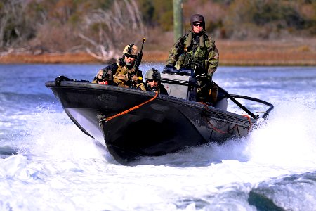 Defense.gov News Photo 120207-N-FW736-012 - A Navy riverine security team prepares to land ashore during Bold Alligator 2012 at Camp Lejeune, N.C., on Feb. 7, 2012