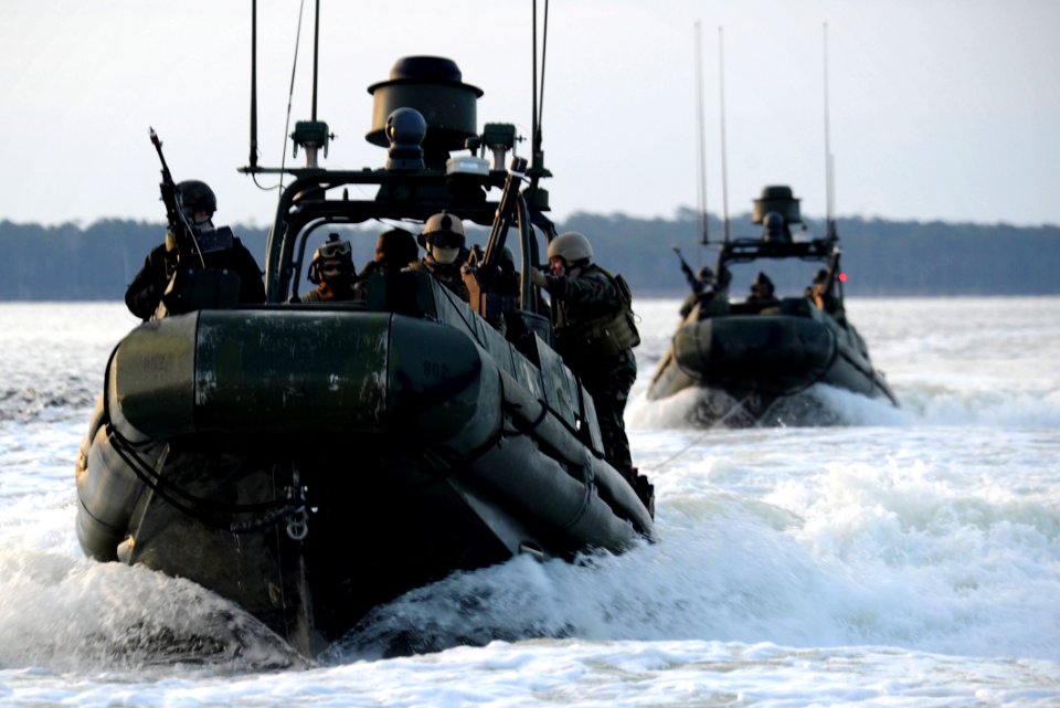 Defense.gov News Photo 120204-N-YX920-257 - Riverine Squadron 3 Detachment 3 tows a downed boat during Exercise Bold Alligator 2012 the largest amphibious exercise in the past 10 years at