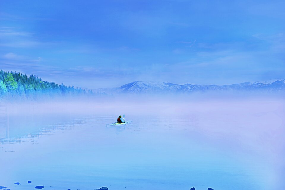 Landscape blue sky fog