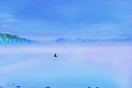 Landscape blue sky fog photo