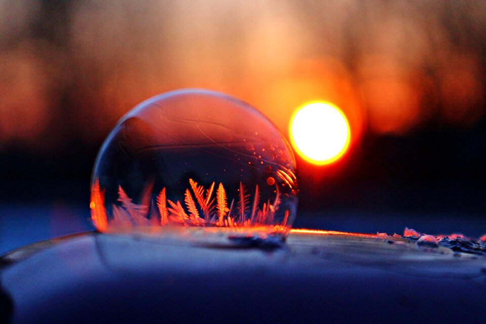 Ice crystal frozen bubble cold