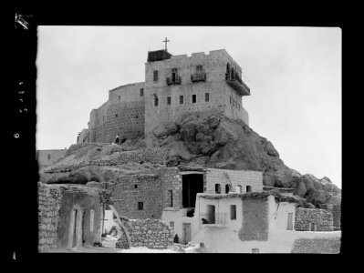 Deir Seidnaya showing the convent picturesquely perched on a cliff LOC matpc.15492