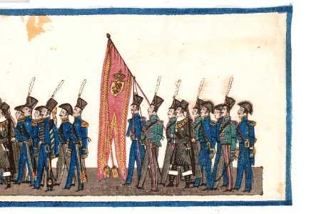 Del av bonad med Karl XIV Johans begravningståg, 1844 - Livrustkammaren - 108203