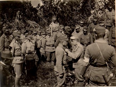 Dekorierung des Herrn Lt. HUSCHKA vom k.k. L.I.R.Nro.4. Aufgenommen am 25. Juni 1916. (BildID 15476686)