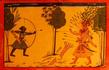 Delhi-National Museum-Rama piercing the Ravana's neck with his arrows-20131006