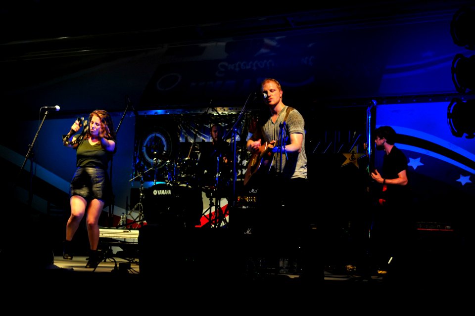 Delta Rae performs for service members at Camp Lemonnier, Djibouti 140729-N-RY232-030