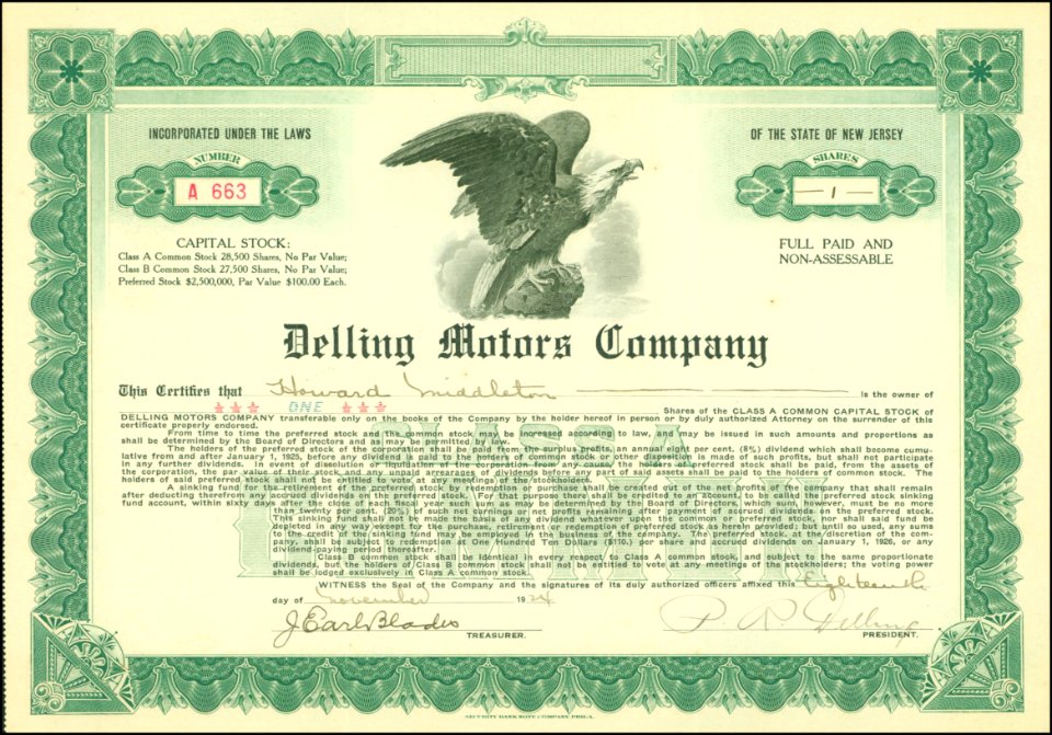 Delling Motors Company 1924