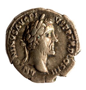 Denarius van Antoninus Pius in zilver, 140 tot 143 NC, vindplaats- Onbekend, collectie Gallo-Romeins Museum Tongeren, S-175