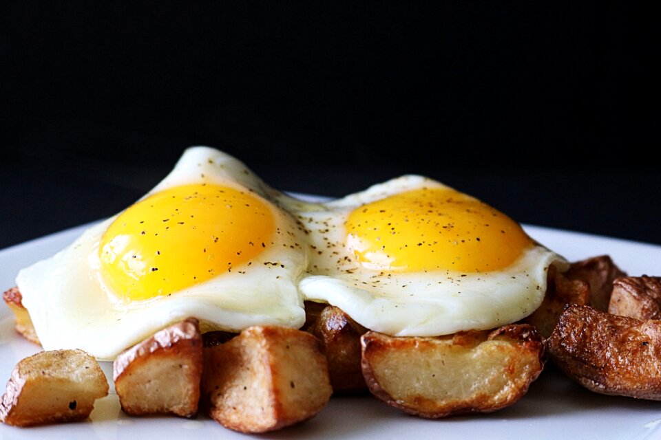 Sunny side up potatoes hash browns
