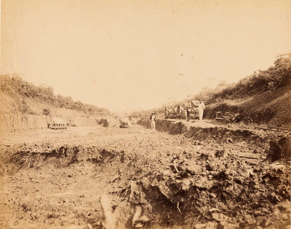 Digging Work in Progress on the French Construction of the Panama Canal (Aug. 1886)