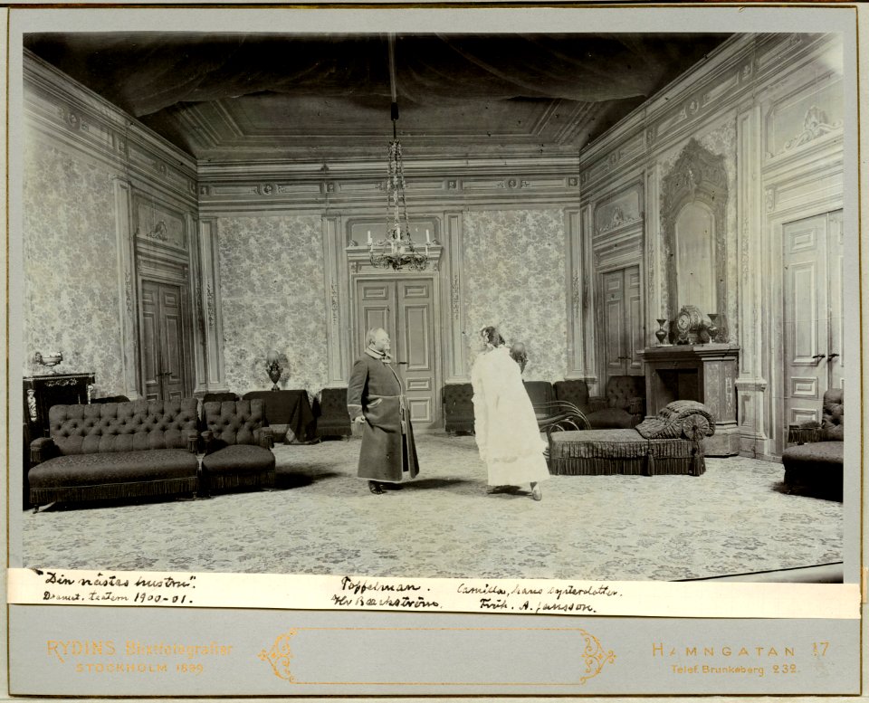 Din nästas hustru, Dramatiska teatern 1900. Föreställningsbild - SMV - H10 026