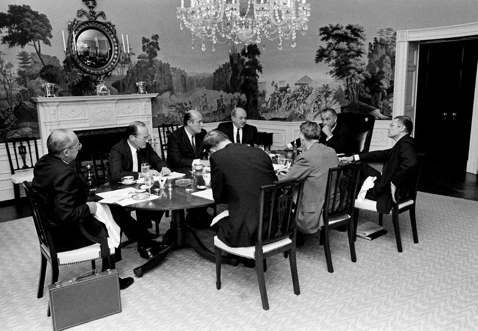 Dining Pres. Johnson and advisors