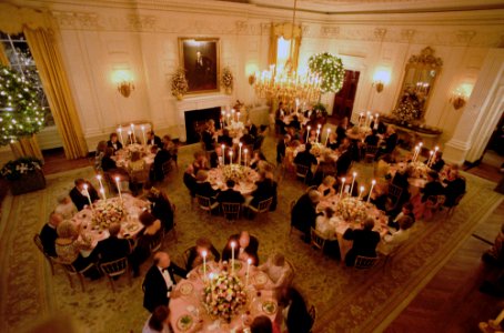 Dinner for Prince Charles and Princess Diana of United Kingdom in The State Dining Room photo