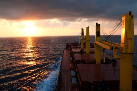 Ship sunset views of the sea photo