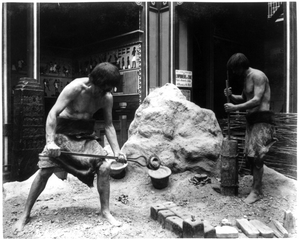Diorama in the History of Work exhibit, demonstrating early bronze casting, Paris Exposition, 1889 LCCN92521068