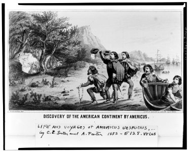 Discovery of the American contintent by Americus - Frank Bellews, del. ; lith. of Sarony & Major, New York. LCCN2006683689