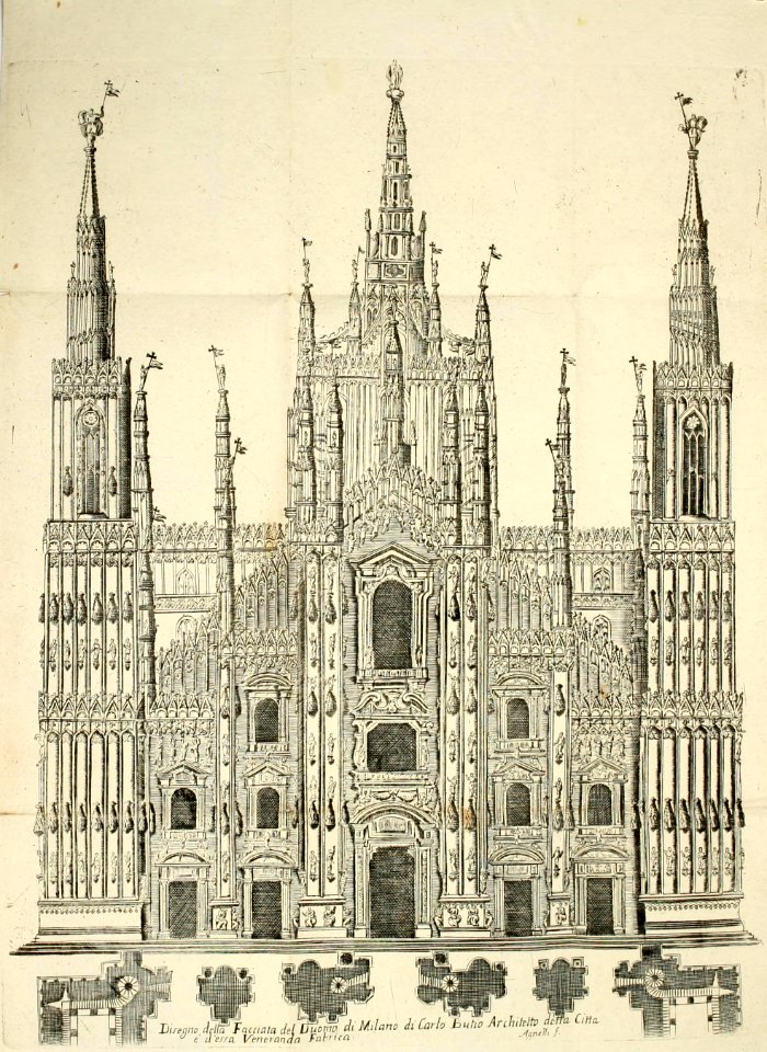 Disegno della facciata del Duomo di Milano