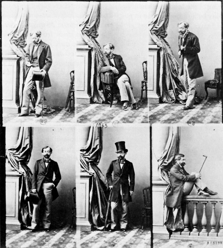 Disdéri, André Adolphe Eugène - Ungeschnittenes Blatt mit sechs Ansichten von De Cabanès (Zeno Fotografie)