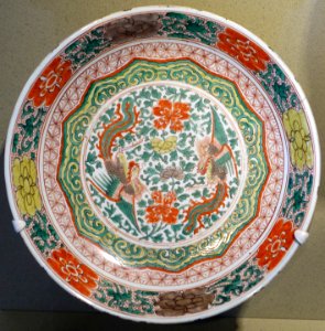 Dish with phoenixes and peonies, Jingdezhen, China, Qing dynasty, Kangxi period, 1662-1722, porcelain, overglaze enamels - Peabody Essex Museum - Salem, MA - DSC05123 photo