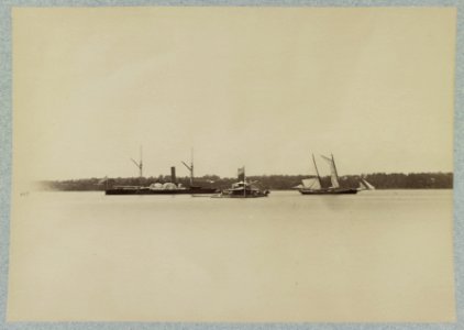 Dispatch boat, Monitor, and James Gordon Bennett's yacht, Rebecca, off Port Royal LCCN2013646193