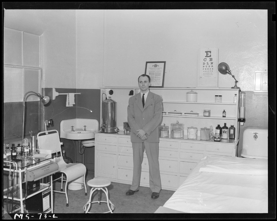 Dispensary at mine with Dr. David O. Johnson, company doctor at local mine. H. C. Frick Coal Company, National ^3... - NARA - 540254