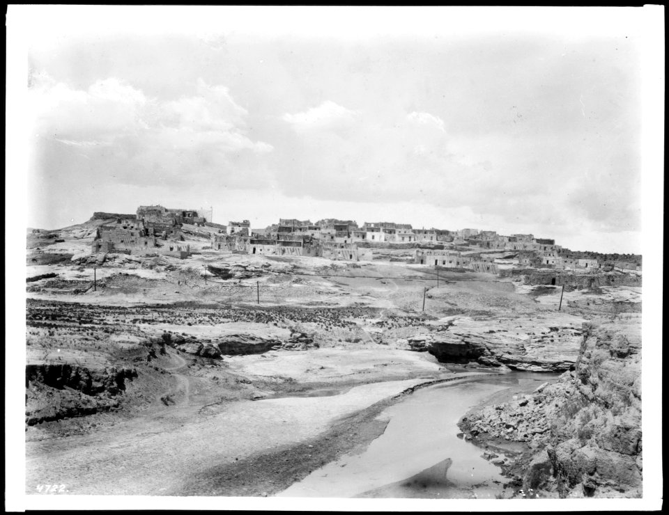 Distant view of the Indian pueblo of Laguna (San Jose de Laguna), New Mexico, ca.1898 (CHS-4722)