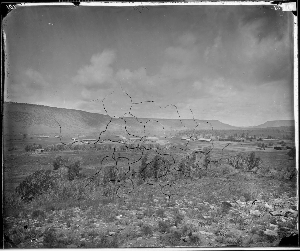 DISTANT VIEW OF CAMP APACHE ARIZONA - NARA - 524204