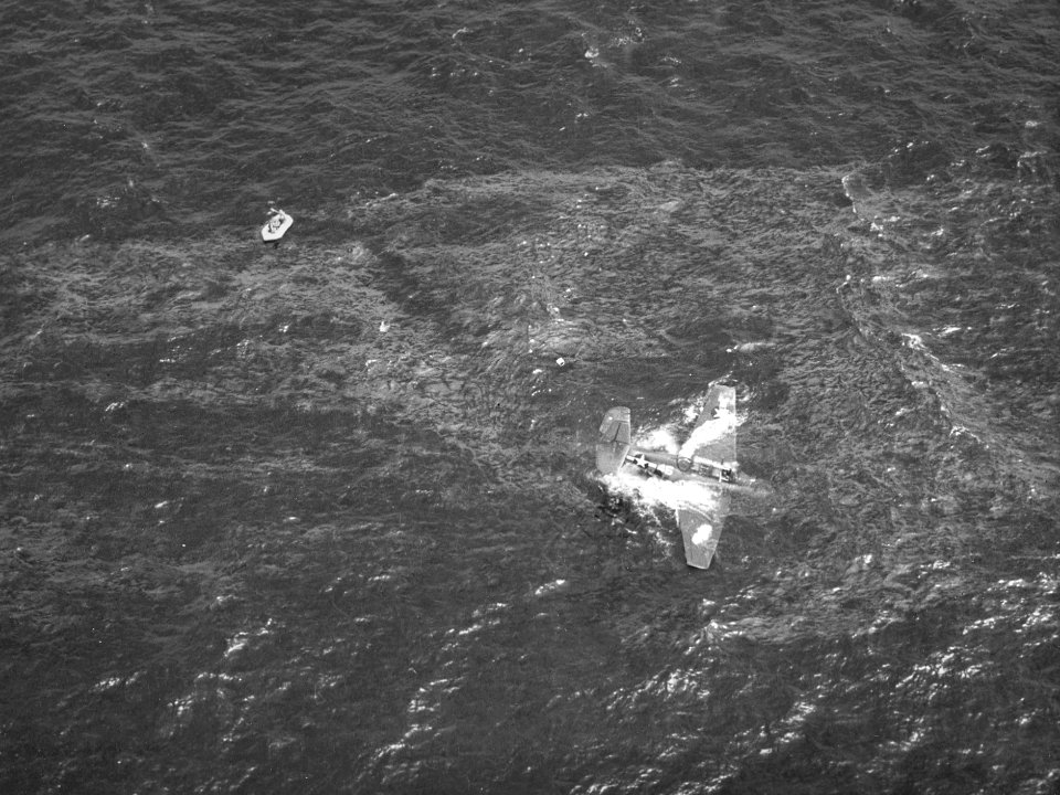 Ditched TBF Avenger of VT-10 near Truk in April 1944